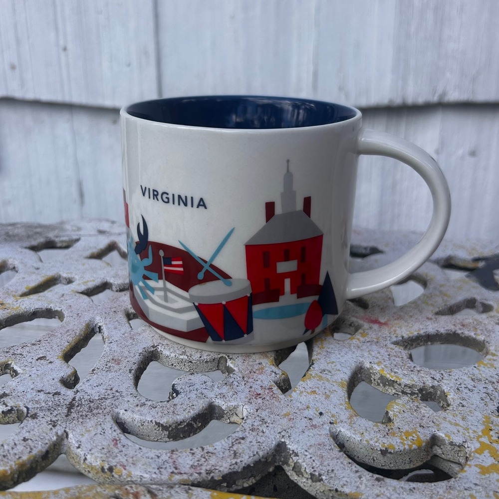 Starbucks Virginia You Are Here Collection Coffee Mug 14oz 2014 Blue Interior